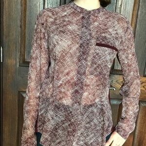 Banana Republic XS Shirt Maroon Patterned Sheer​​​​​